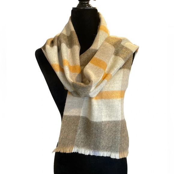 Vintage Trimingham's Bermuda Scarf Plaid Made in France Neutral - Picture 6 of 6